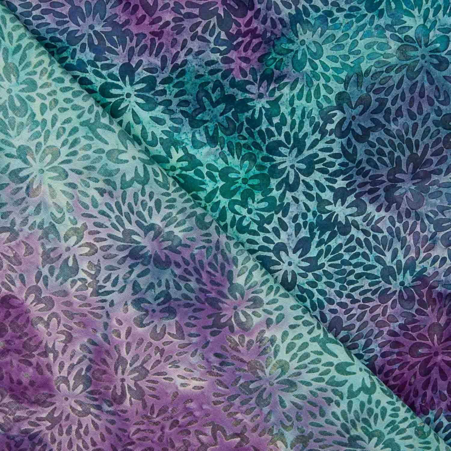 Ponto Algodão Batik Verde e Roxo - Ribes y Casals