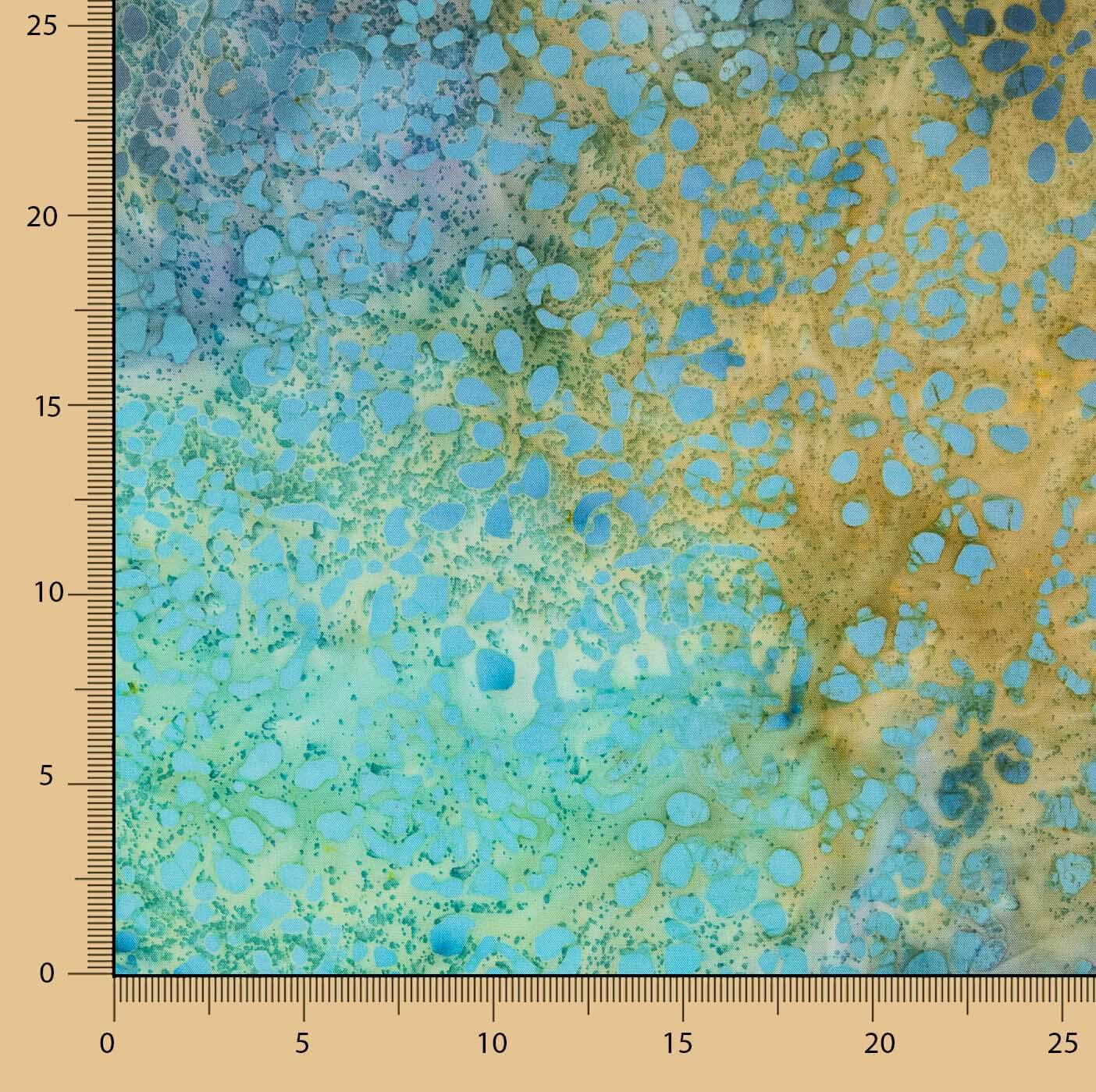 Ponto Algodão Batik Turquesa e Ocre - Ribes y Casals