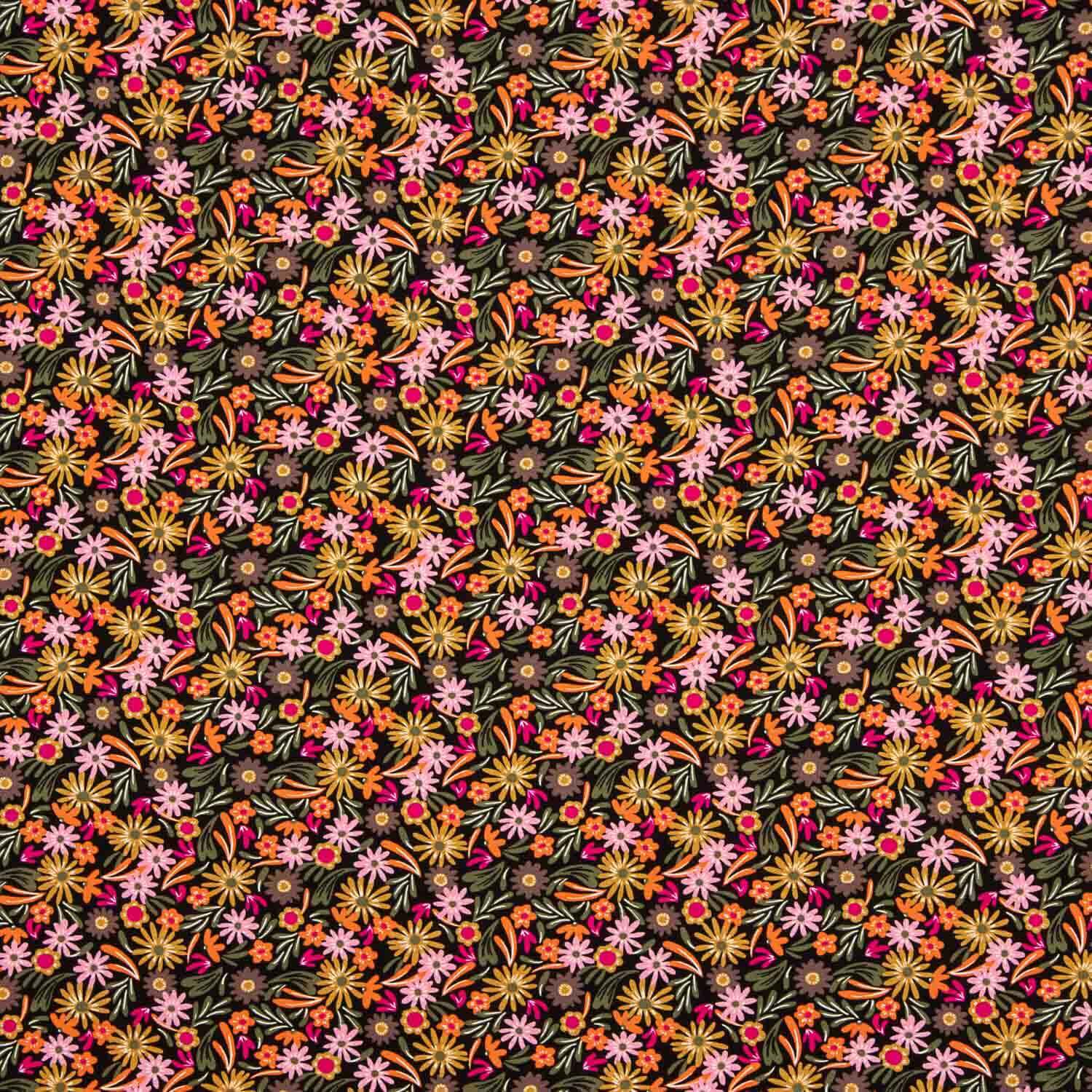 Viscose estampada floral Boheme Noir - Ribes y Casals
