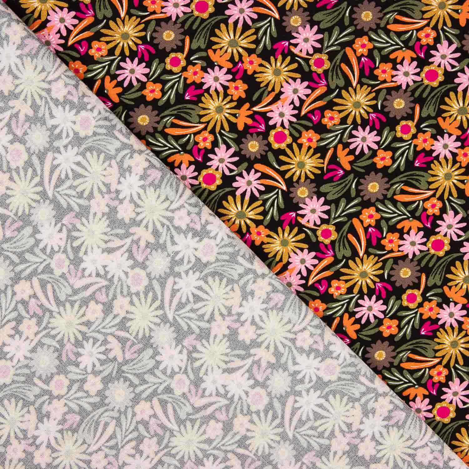 Viscose estampada floral Boheme Noir - Ribes y Casals