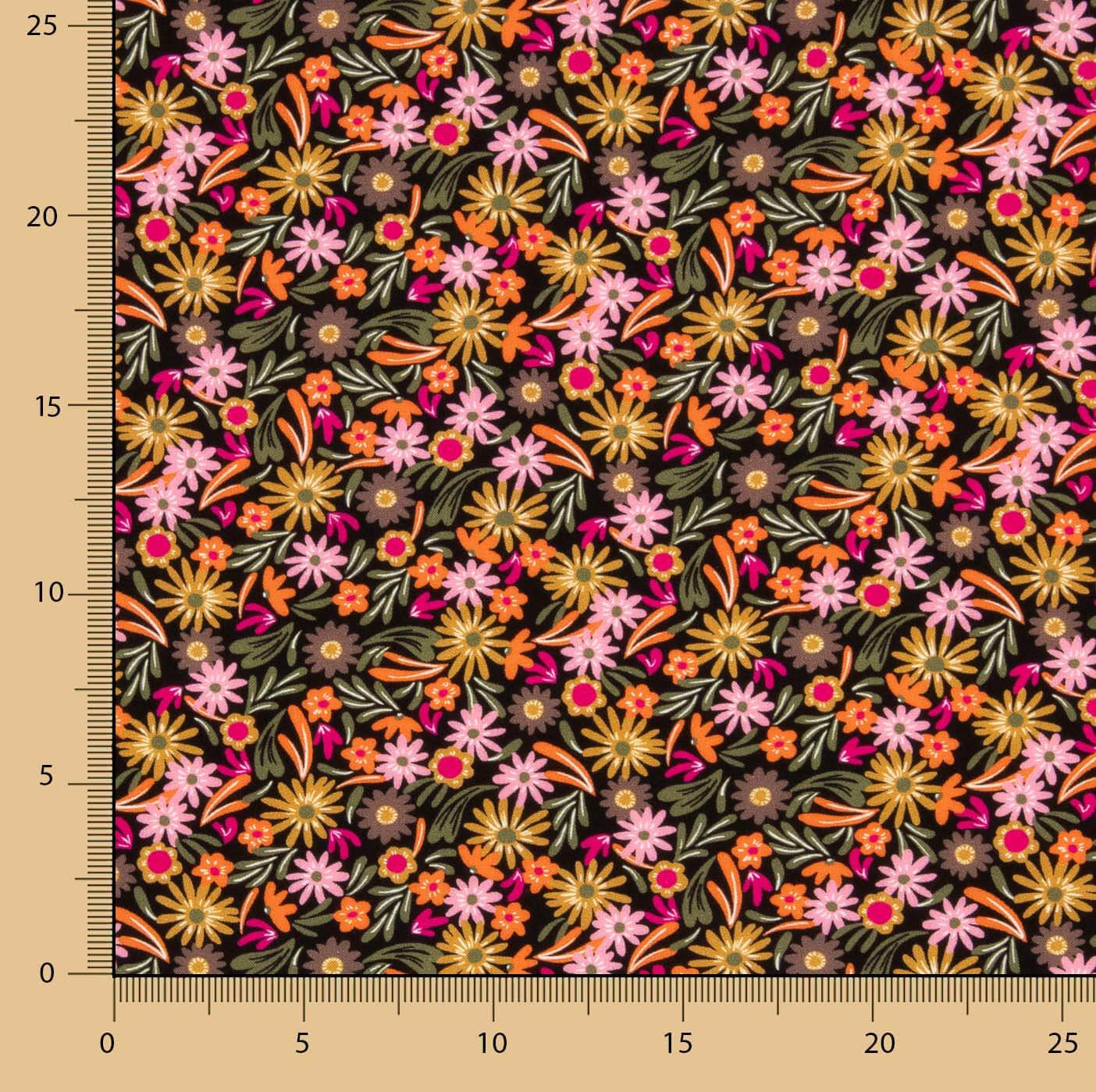 Viscose estampada floral Boheme Noir - Ribes y Casals
