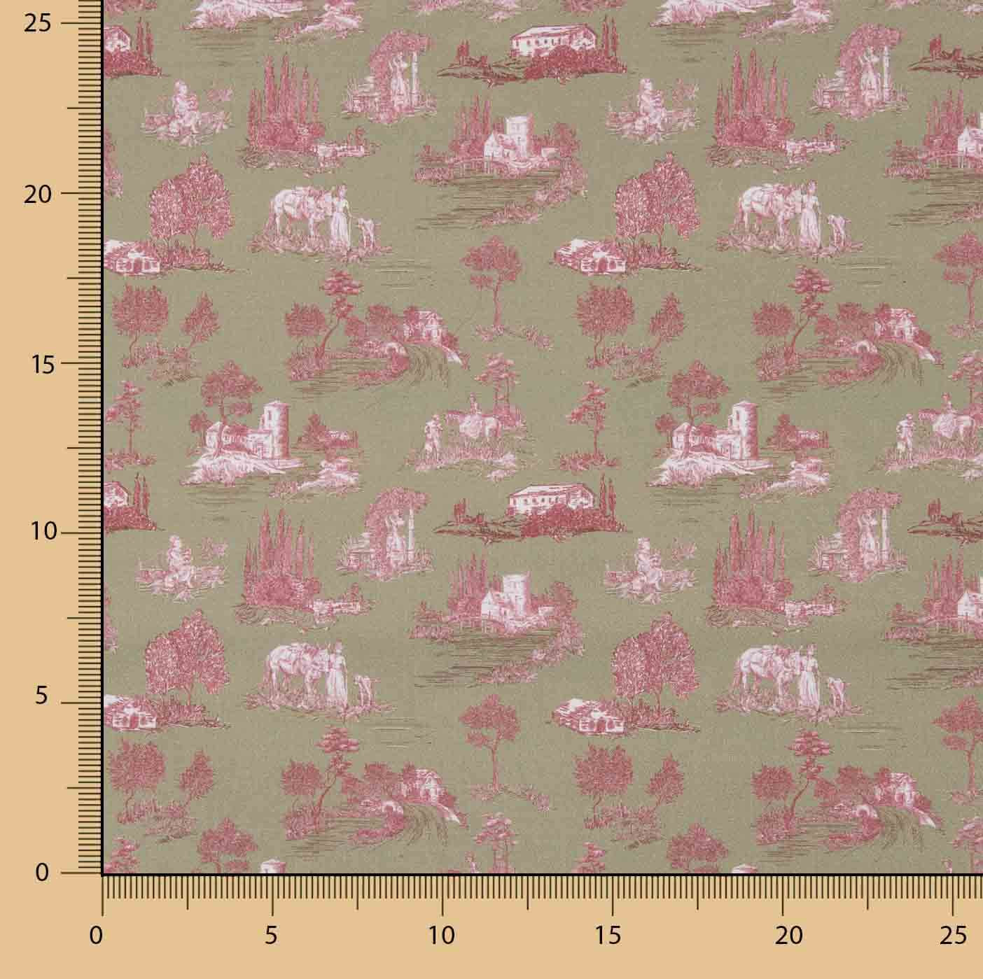 Percal estampado Silke Verde - Ribes y Casals