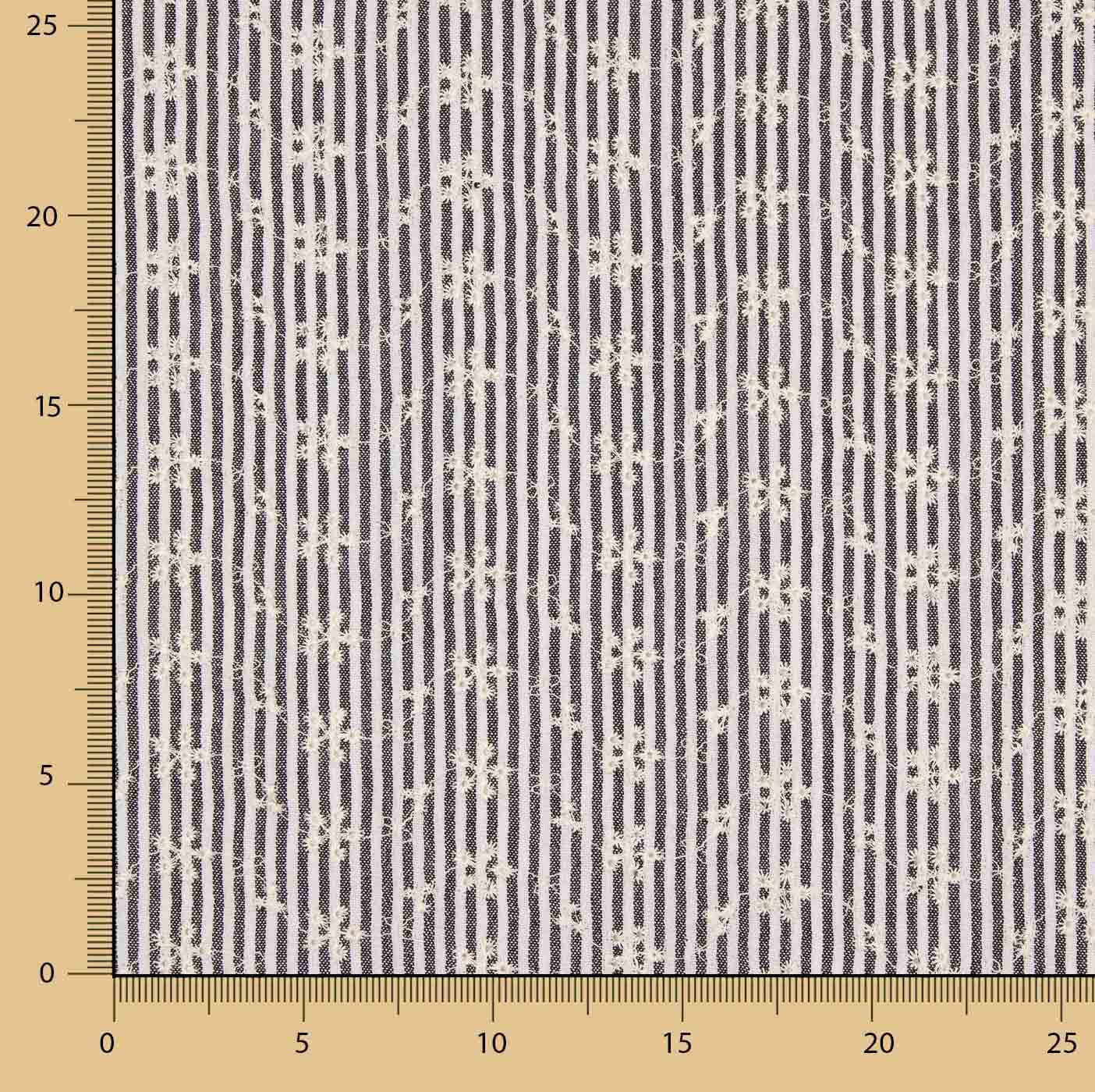 Algodão Bordado Listras Pretas - Ribes y Casals