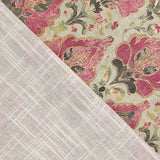 Lona de algodão floral Orna rosa e verde - Ribes y Casals