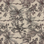 Lona de algodão estampada botânica preta - Ribes y Casals