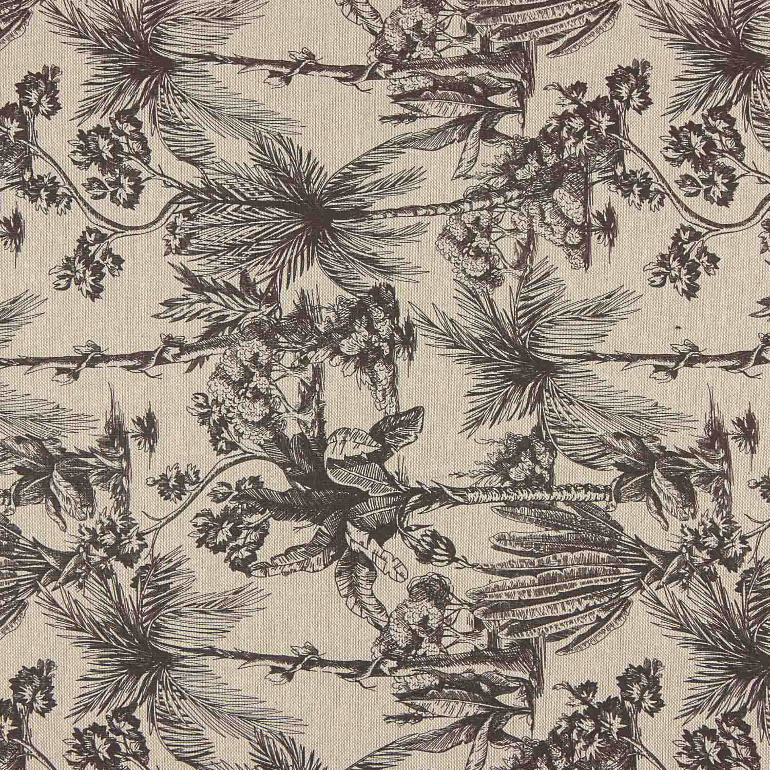 Lona de algodão estampada botânica preta - Ribes y Casals