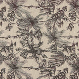 Lona de algodão estampada botânica preta - Ribes y Casals