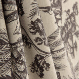 Lona de algodão estampada botânica preta - Ribes y Casals