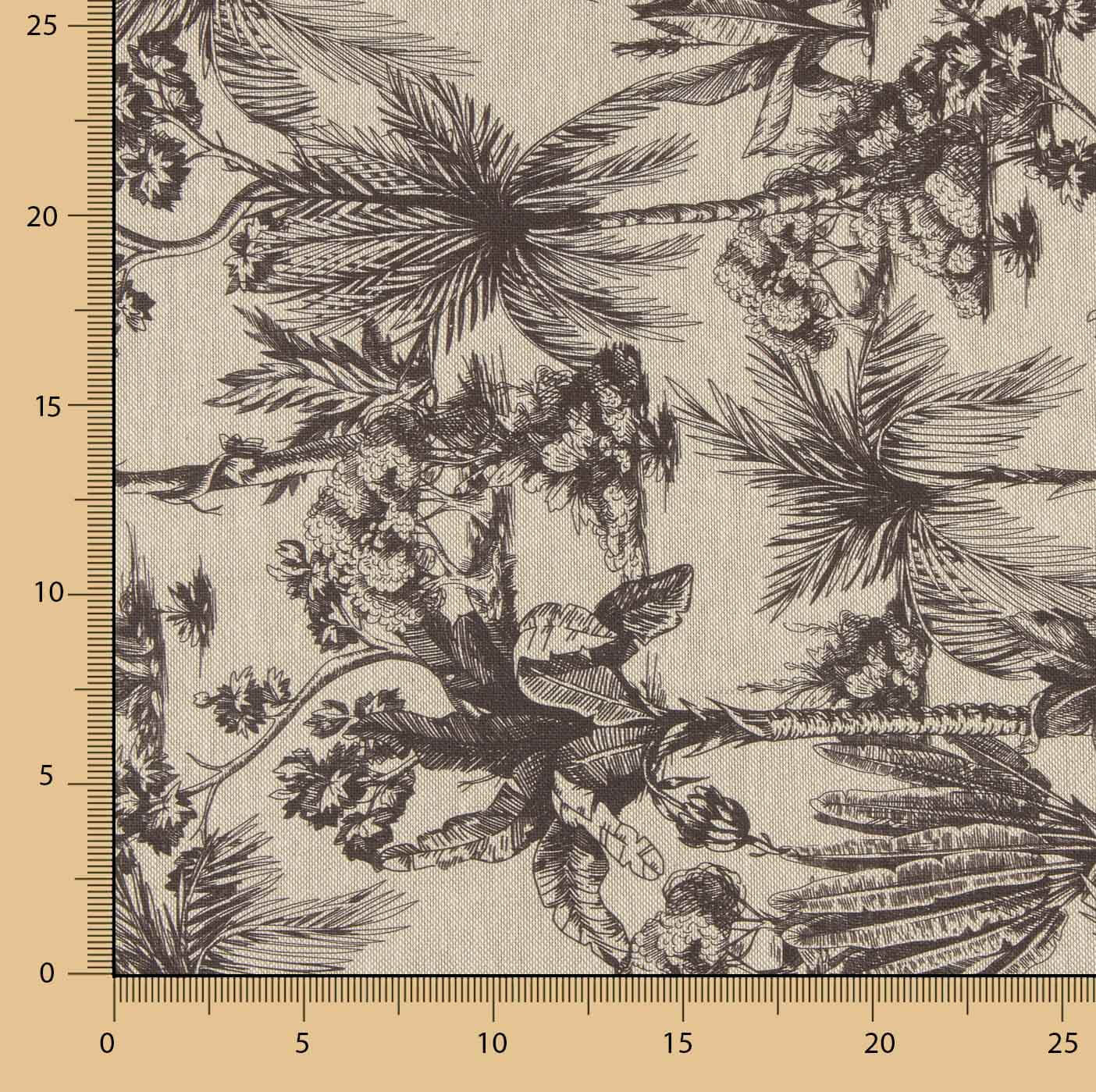 Lona de algodão estampada botânica preta - Ribes y Casals