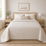 Jacquard para Casa Reversível Folhas Bege - Ribes y Casals