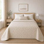 Jacquard para Casa Reversível Branco e Natural com Linho - Ribes y Casals