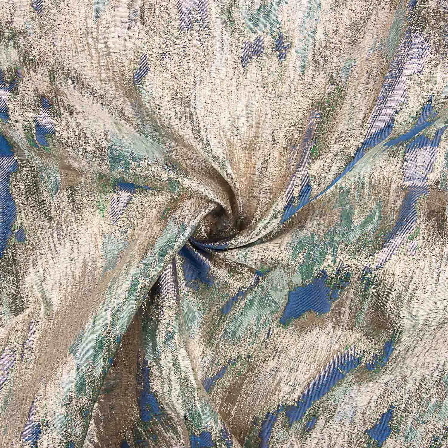 Brocado Lurex com Estampado Abstrato Verde Azul - Ribes y Casals