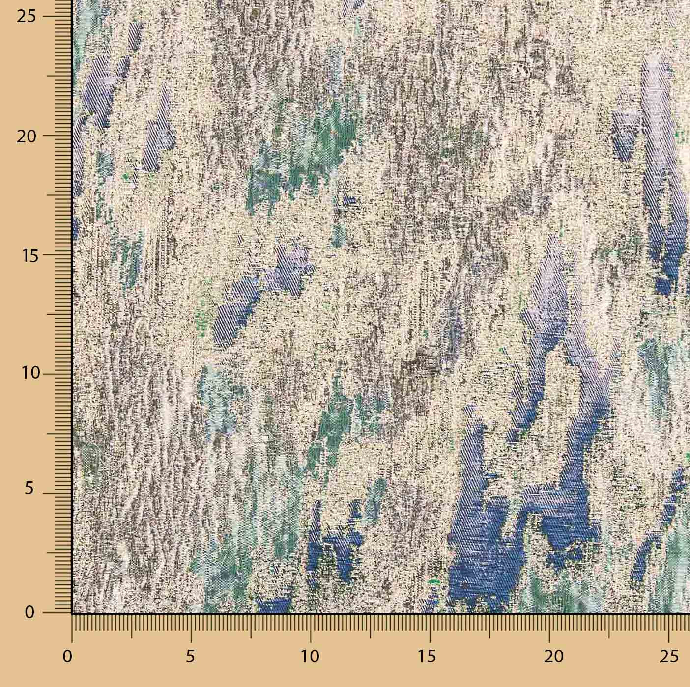 Brocado Lurex com Estampado Abstrato Verde Azul - Ribes y Casals
