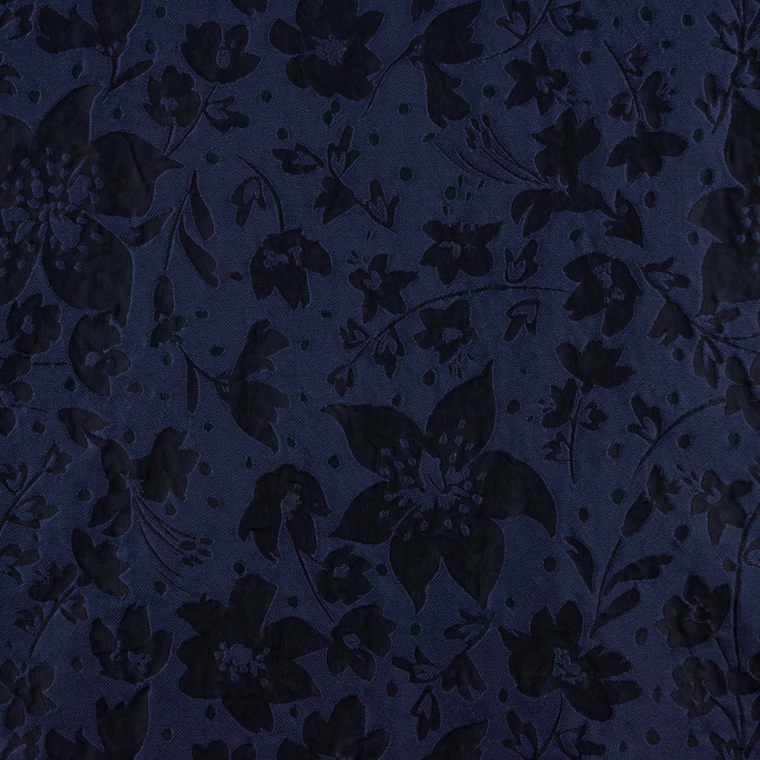 Brocado Azul-marinho com relevo floral - Ribes y Casals