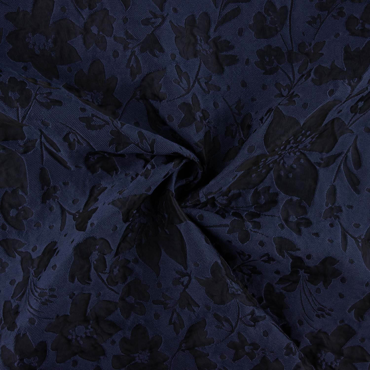 Brocado Azul-marinho com relevo floral - Ribes y Casals