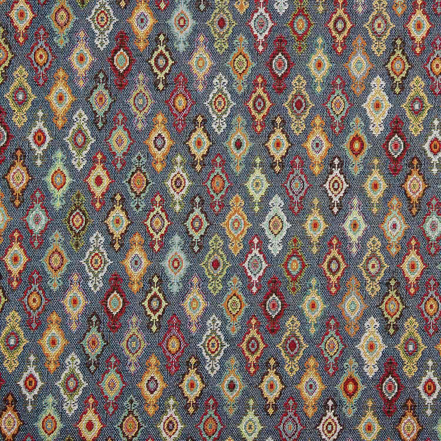 Gobelino Estampado Étnico Losangos Fundo Azul - Ribes y Casals