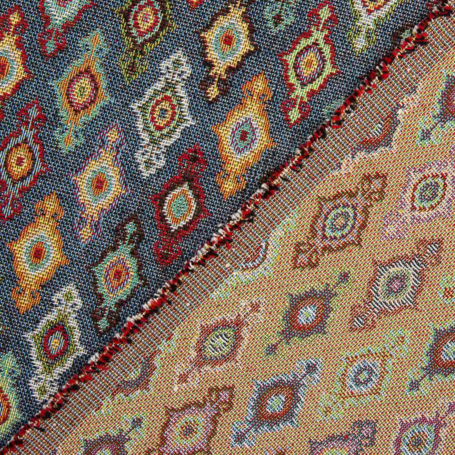 Gobelino Estampado Étnico Losangos Fundo Azul - Ribes y Casals