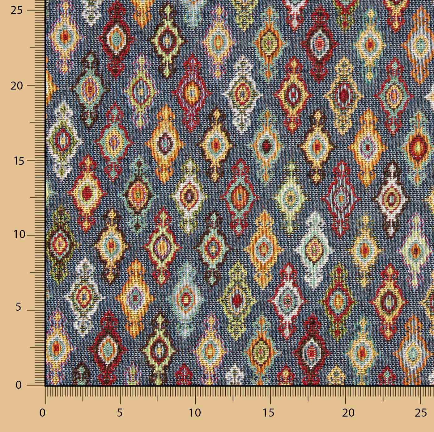 Gobelino Estampado Étnico Losangos Fundo Azul - Ribes y Casals