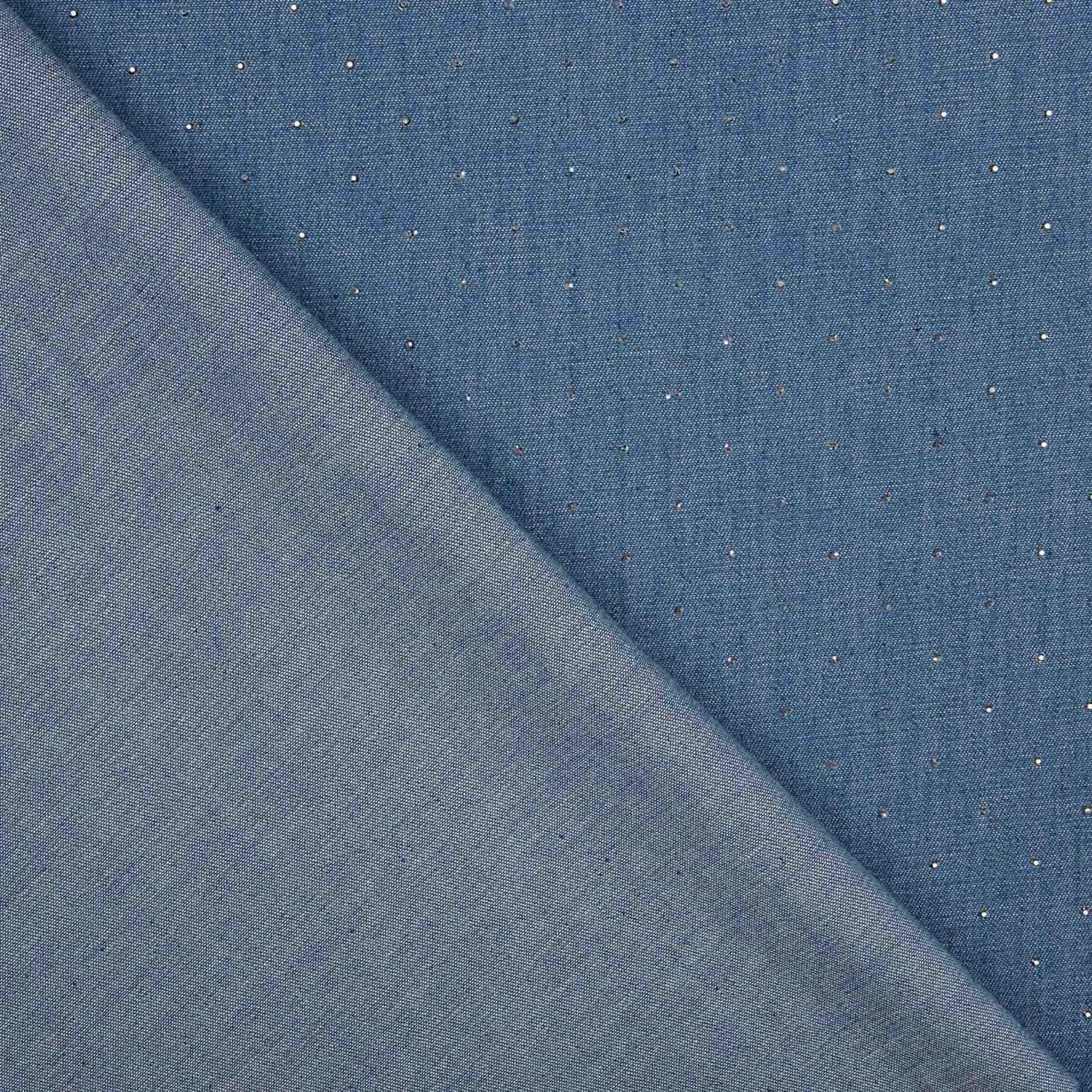 Denim de Algodão com Brilhantes Azuis - Ribes y Casals