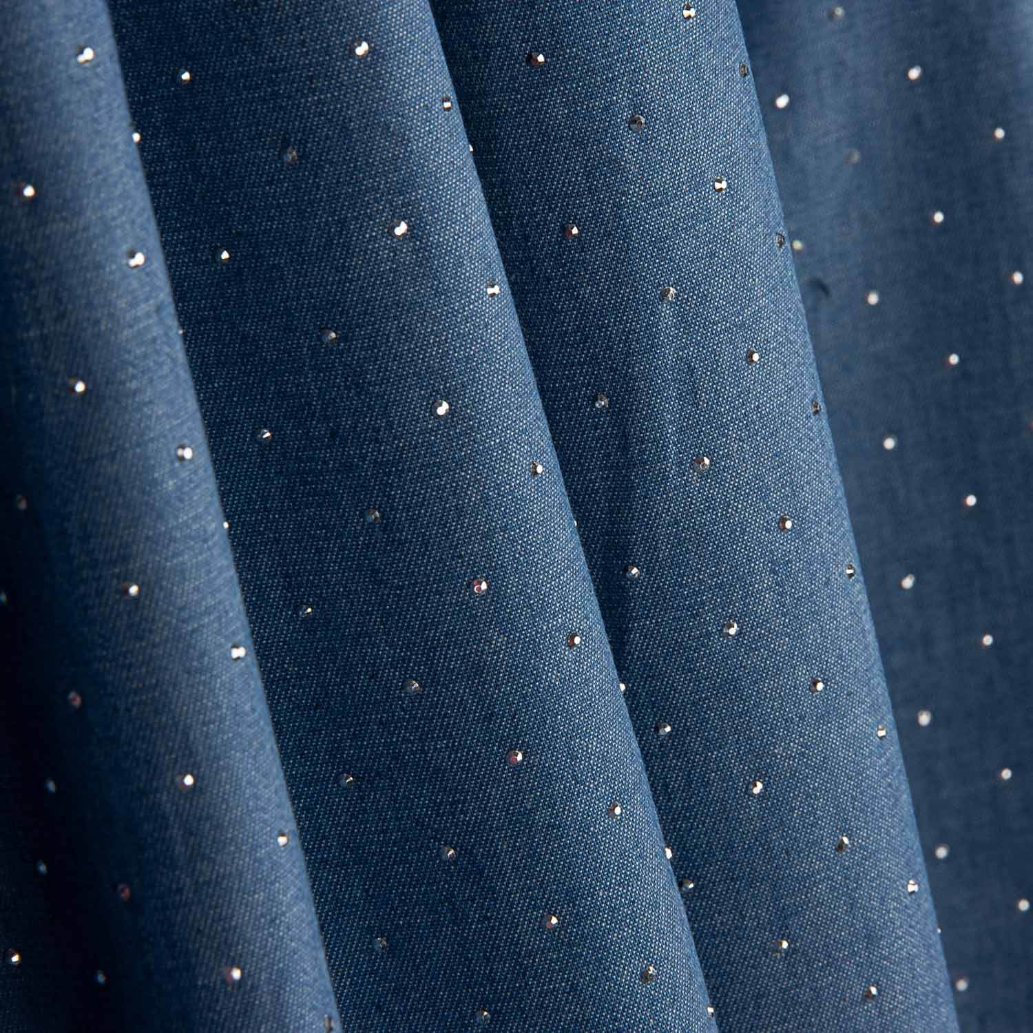 Denim de Algodão com Brilhantes Azuis - Ribes y Casals