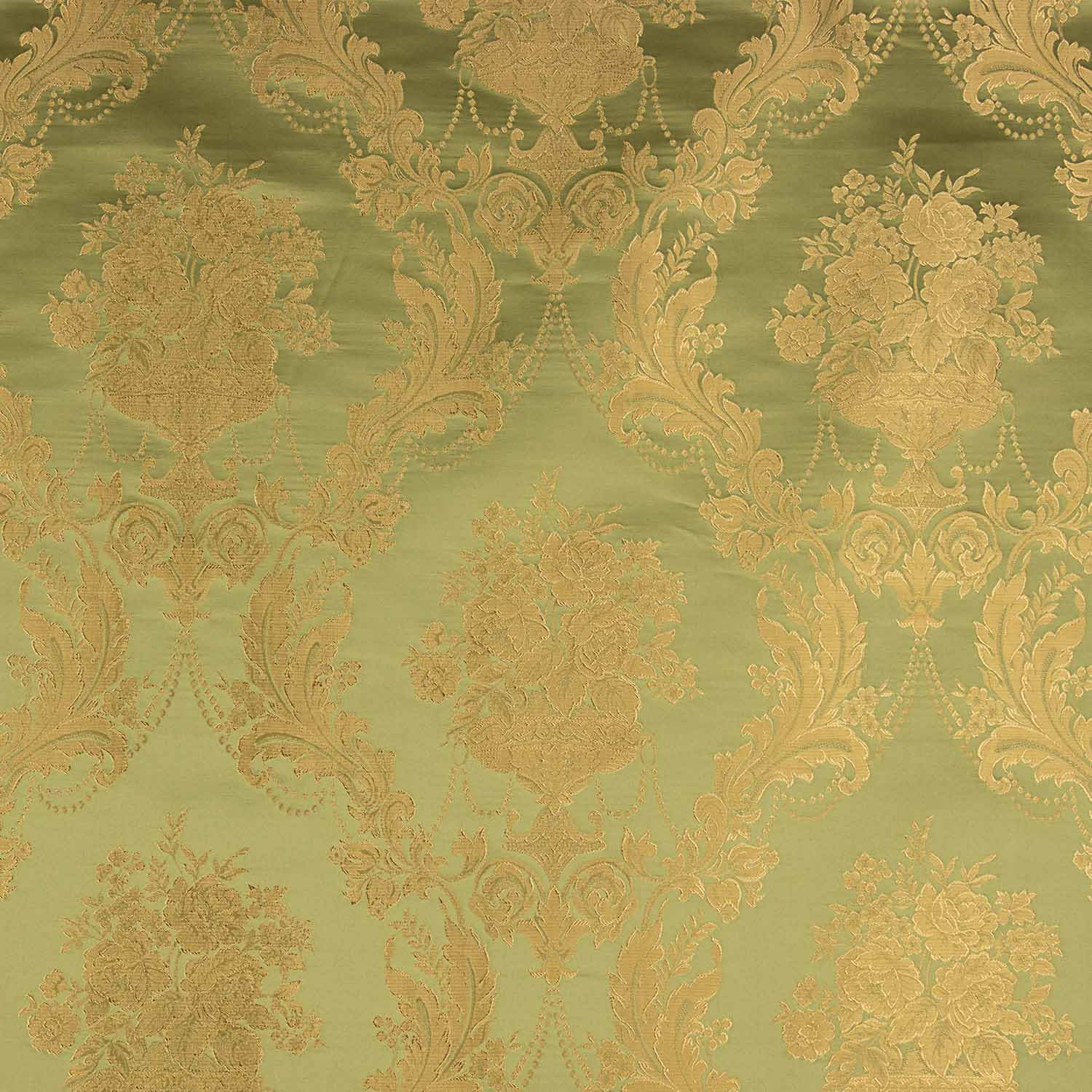Jacquard Floral Clássico Verde e Dourado - Ribes y Casals