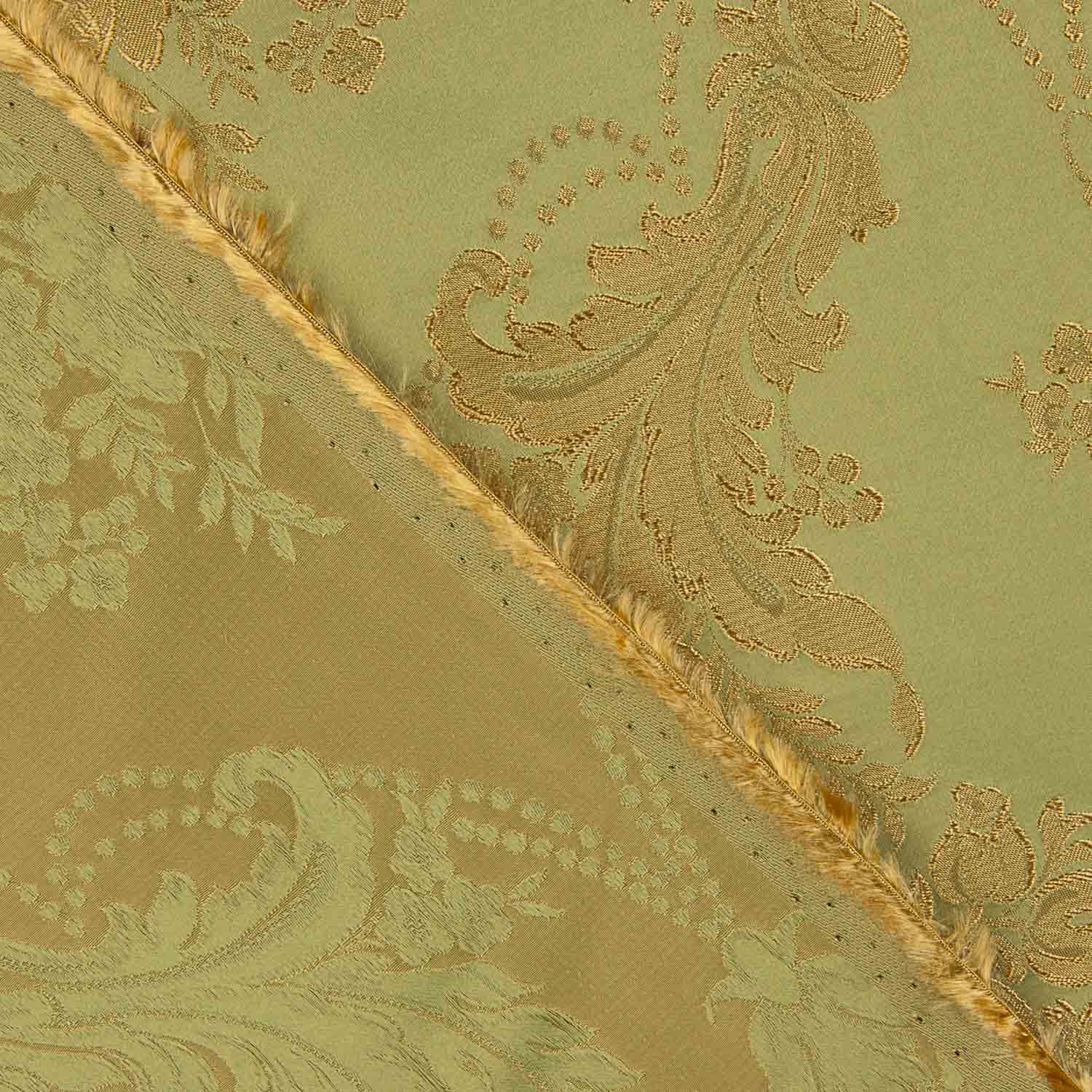 Jacquard Floral Clássico Verde e Dourado - Ribes y Casals