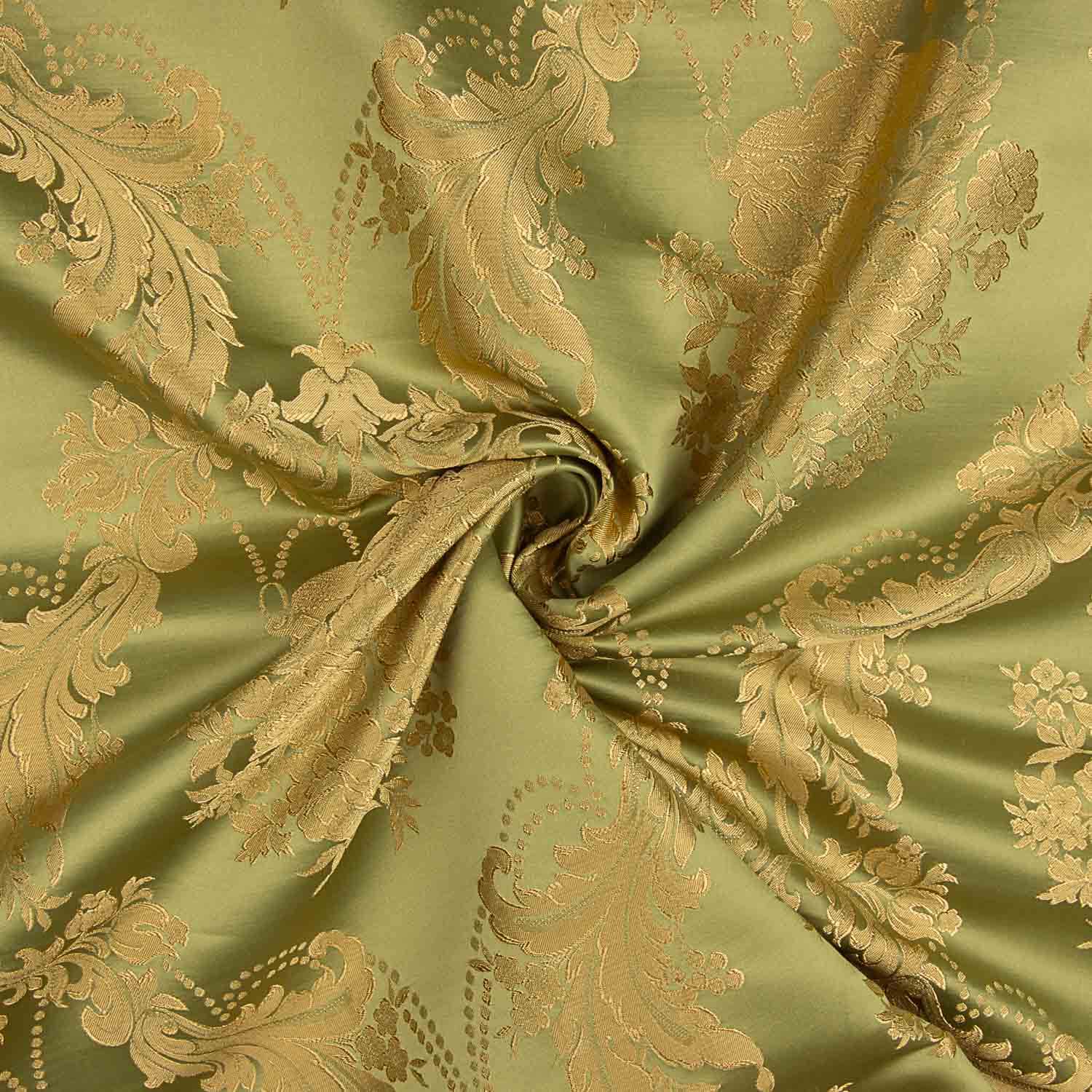 Jacquard Floral Clássico Verde e Dourado - Ribes y Casals