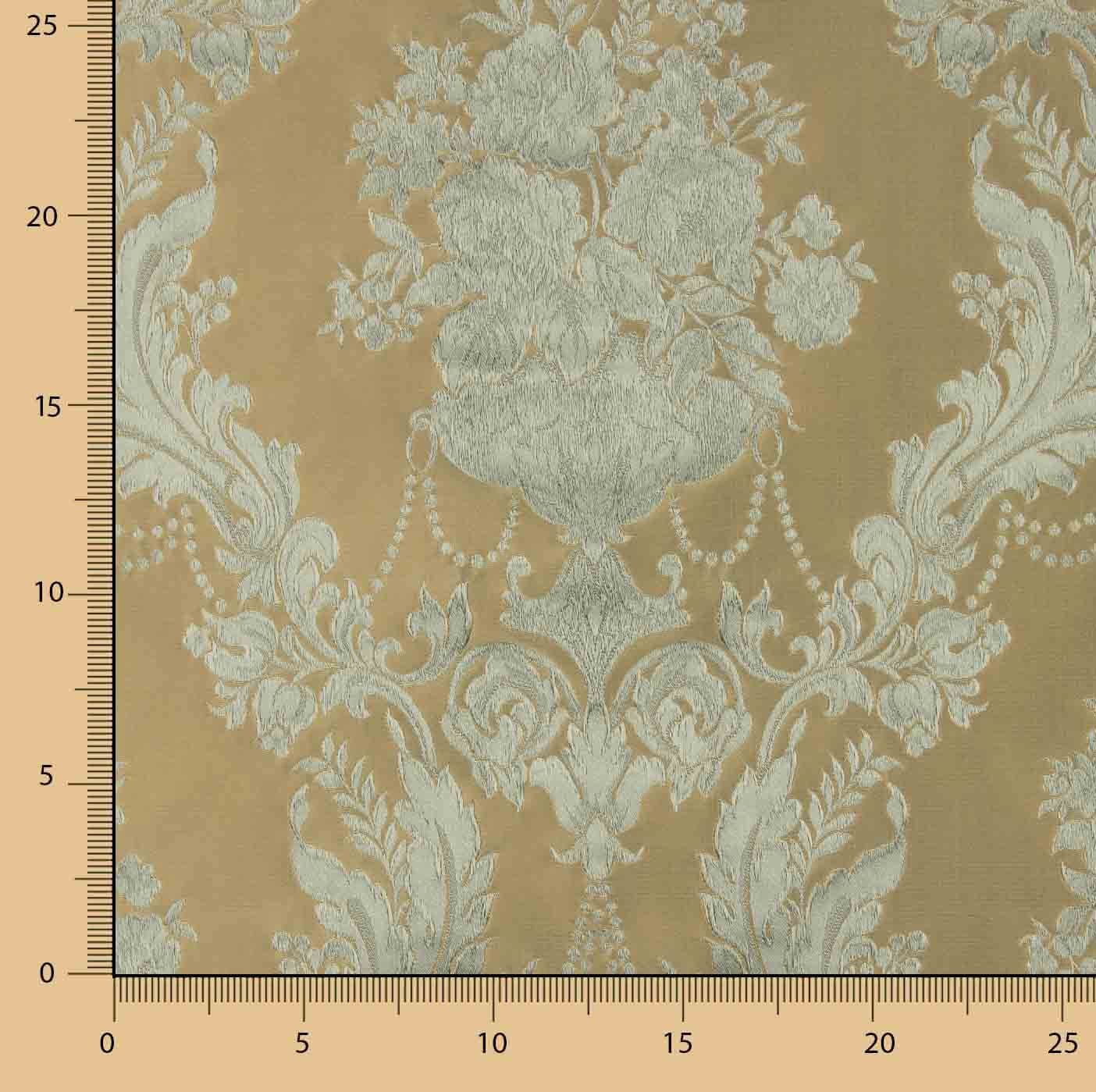 Jacquard Floral Clássico Verde Claro e Bege - Ribes y Casals