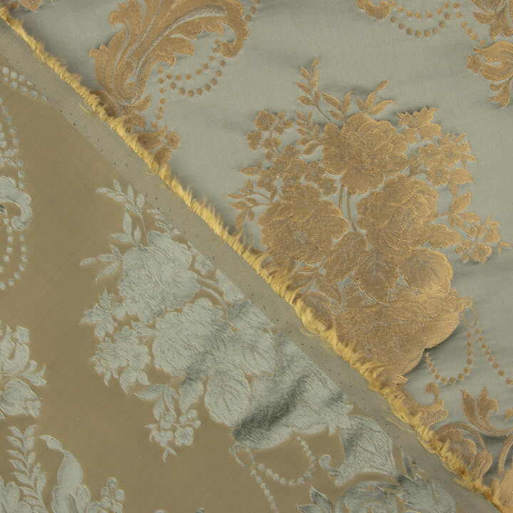 Jacquard Floral Clássico Verde Claro e Bege - Ribes y Casals