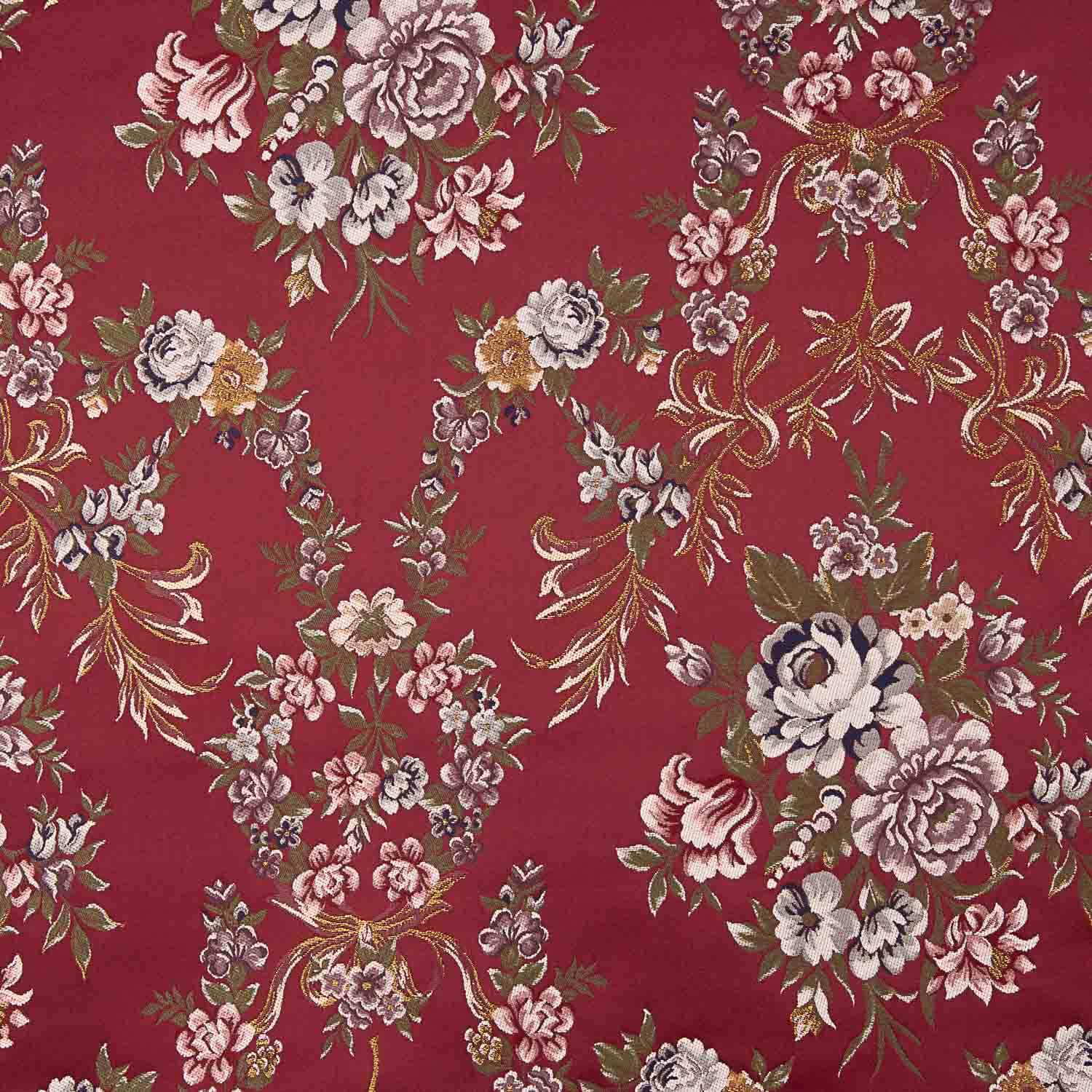 Jacquard Floral com Lurex Vermelho - Ribes y Casals