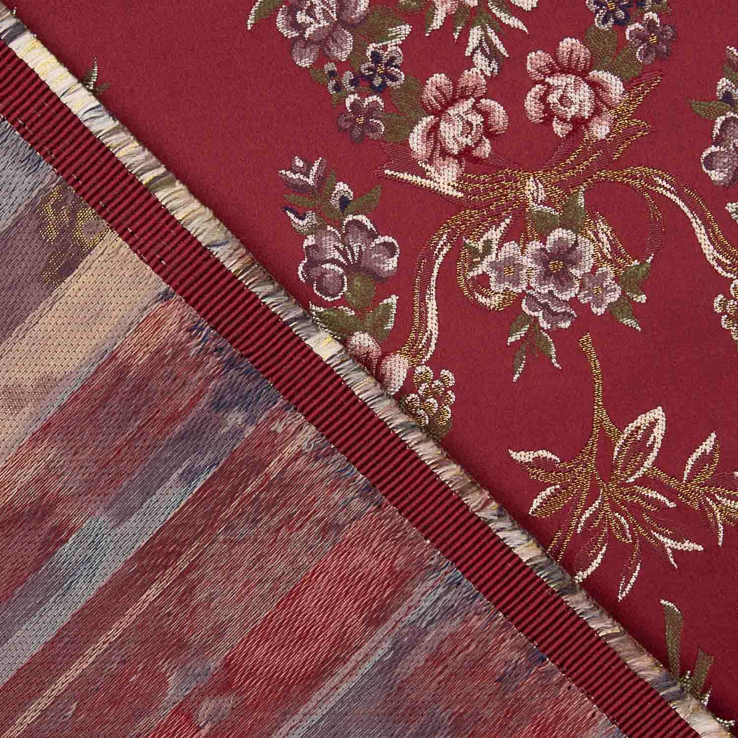 Jacquard Floral com Lurex Vermelho - Ribes y Casals