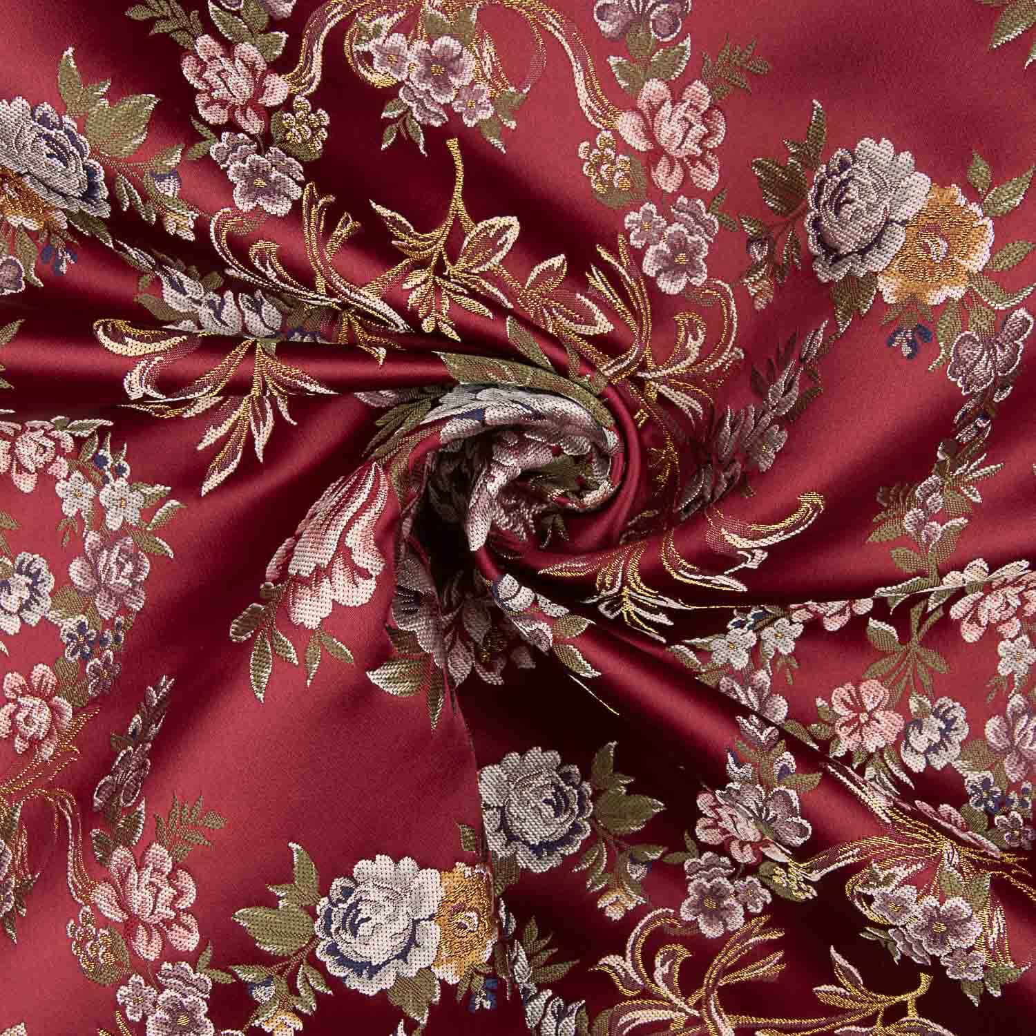 Jacquard Floral com Lurex Vermelho - Ribes y Casals