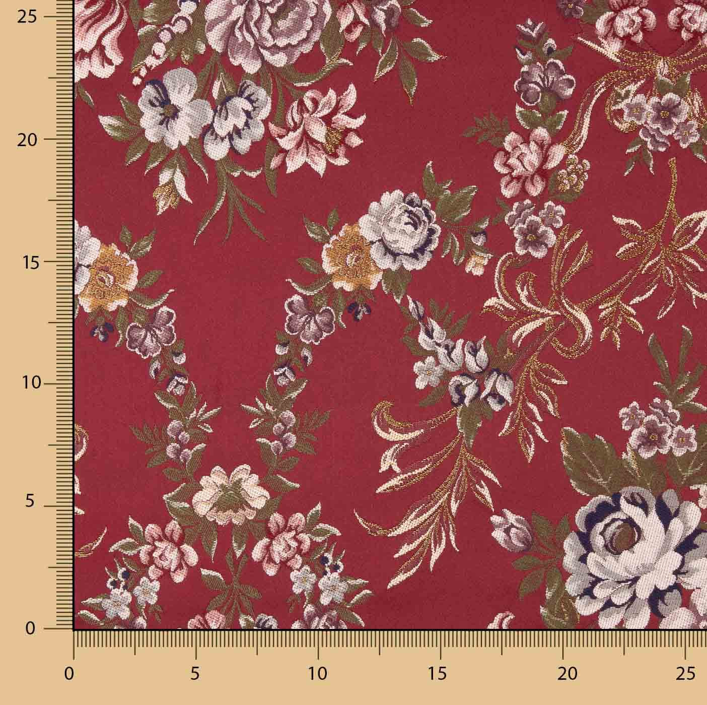 Jacquard Floral com Lurex Vermelho - Ribes y Casals