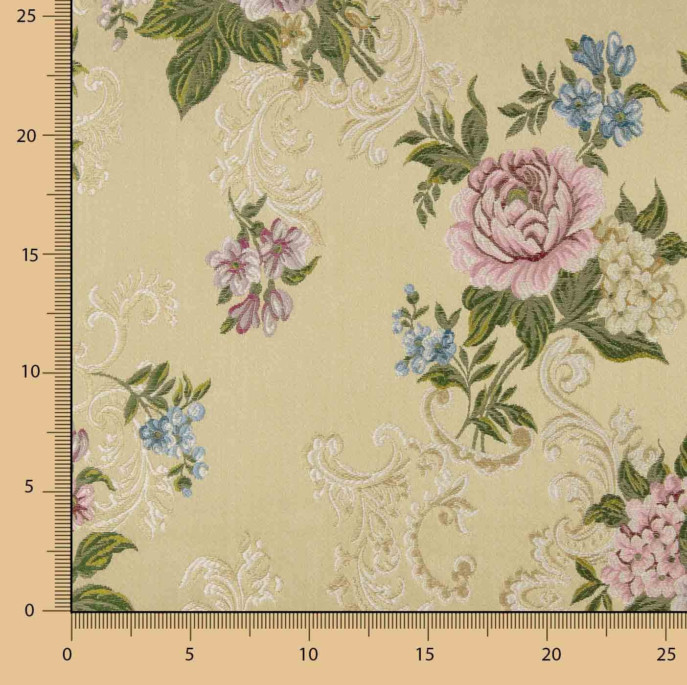Jacquard Floral Romântico Bege - Ribes y Casals