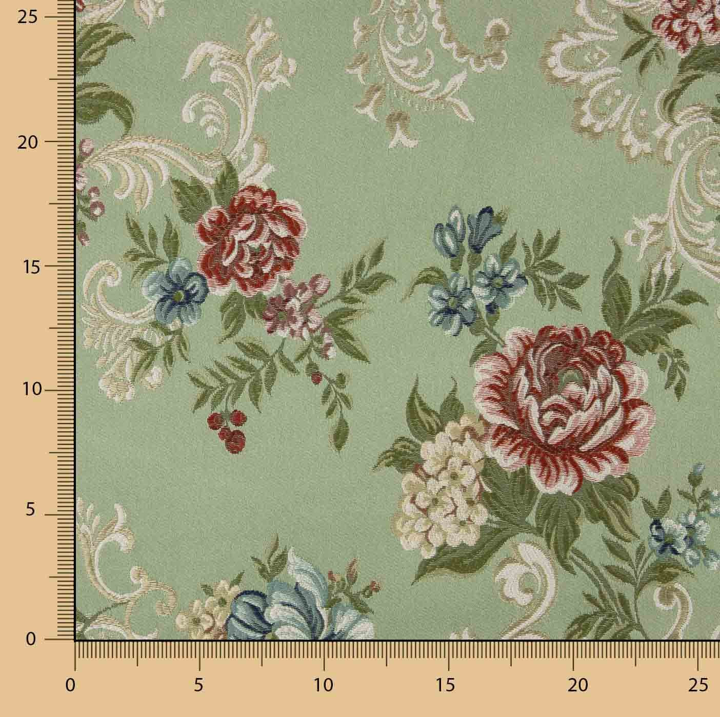 Jacquard Floral Romântico Verde - Ribes y Casals