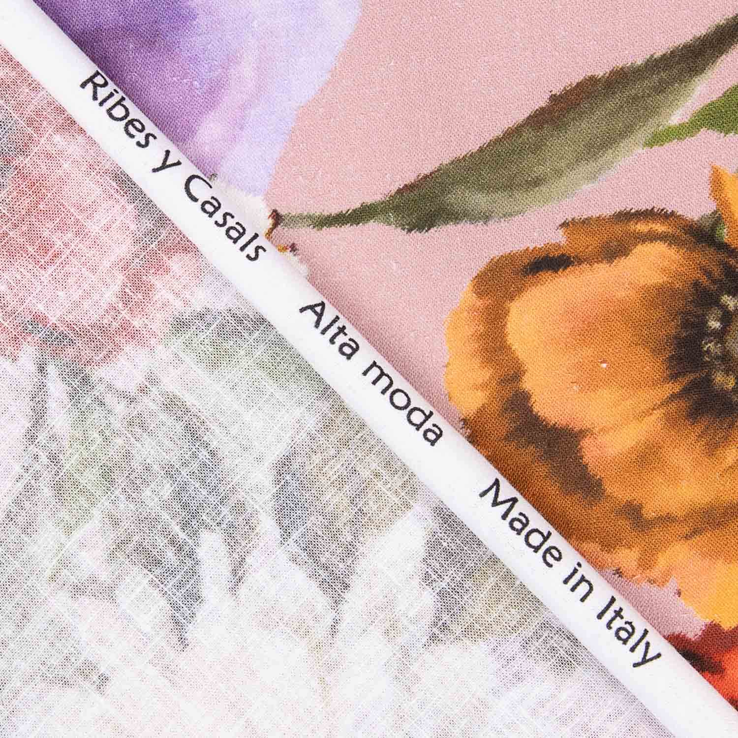 Linho e Algodão com Estampado Floral Romântico Versailles - Ribes y Casals