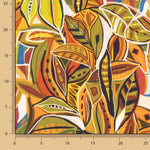 Linho e Algodão Estampado com Folhas Abstratas Basileia - Ribes y Casals