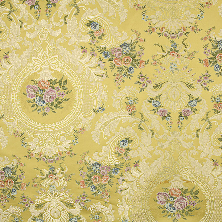 Brocado Jacquard Damasco Floral Amarelo e Dourado - Ribes y Casals