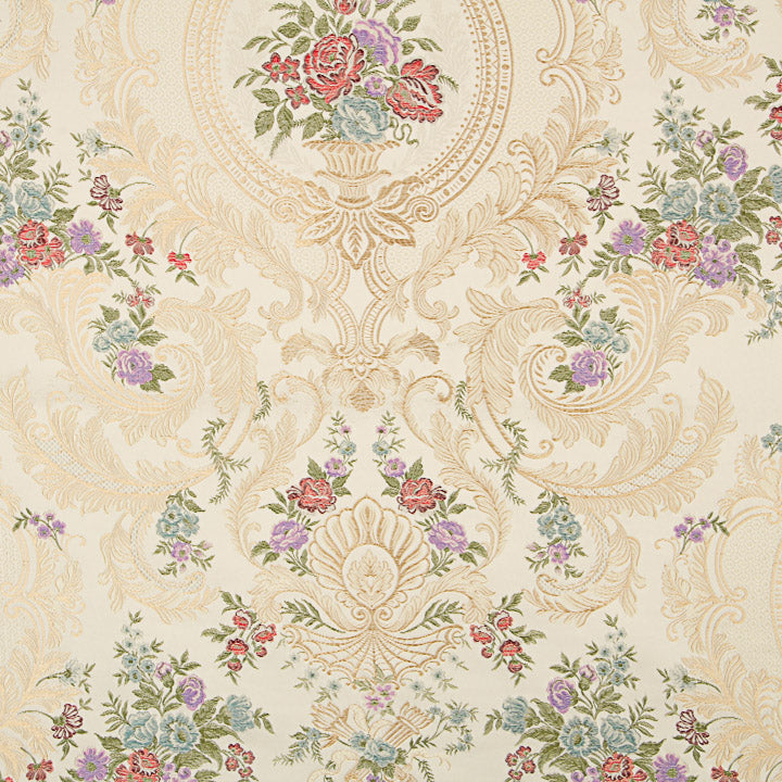 Brocado Jacquard Damasco Floral Bege e Dourado - Ribes y Casals
