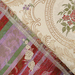 Brocado Jacquard Damasco Floral Bege e Dourado - Ribes y Casals