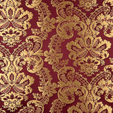 Brocado Jacquard Damasco Dourado Bordô - Ribes y Casals