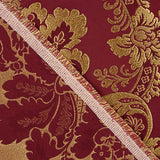 Brocado Jacquard Damasco Dourado Bordô - Ribes y Casals