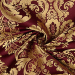 Brocado Jacquard Damasco Dourado Bordô - Ribes y Casals