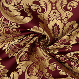 Brocado Jacquard Damasco Dourado Bordô - Ribes y Casals