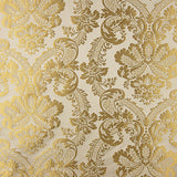 Brocado Jacquard Damasco Dourado Marfim - Ribes y Casals