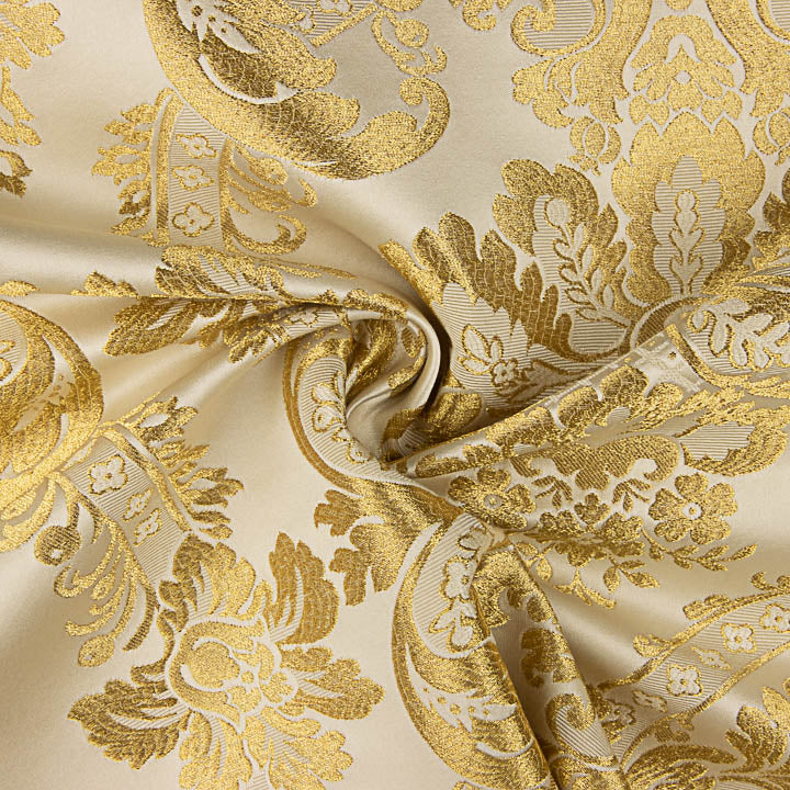Brocado Jacquard Damasco Dourado Marfim - Ribes y Casals