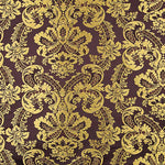 Brocado Jacquard Damasco Dourado Roxo - Ribes y Casals