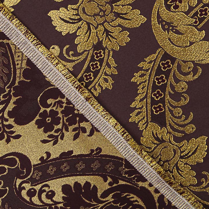 Brocado Jacquard Damasco Dourado Roxo - Ribes y Casals
