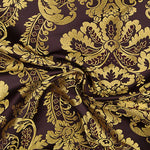 Brocado Jacquard Damasco Dourado Roxo - Ribes y Casals