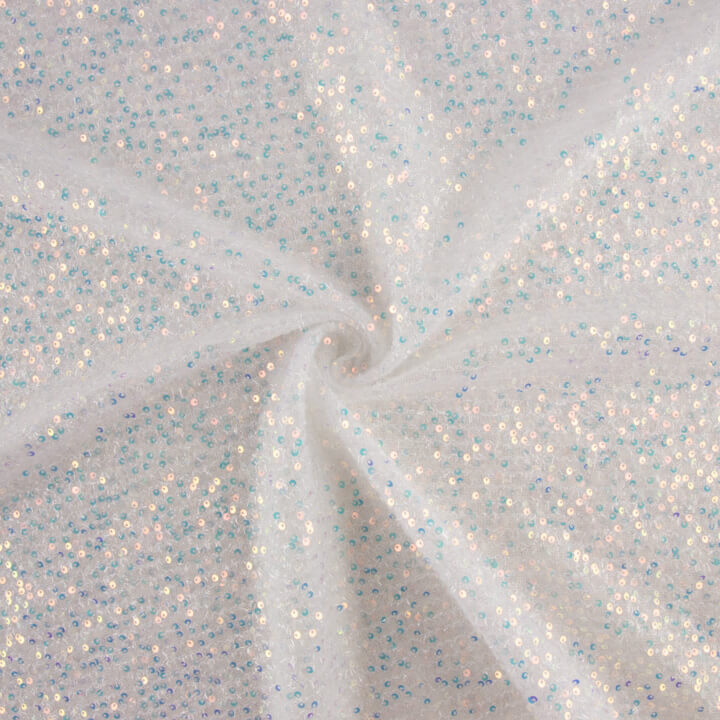 Tule Fantasia Branco Brilhante com Mini Lantejoulas - Ribes y Casals